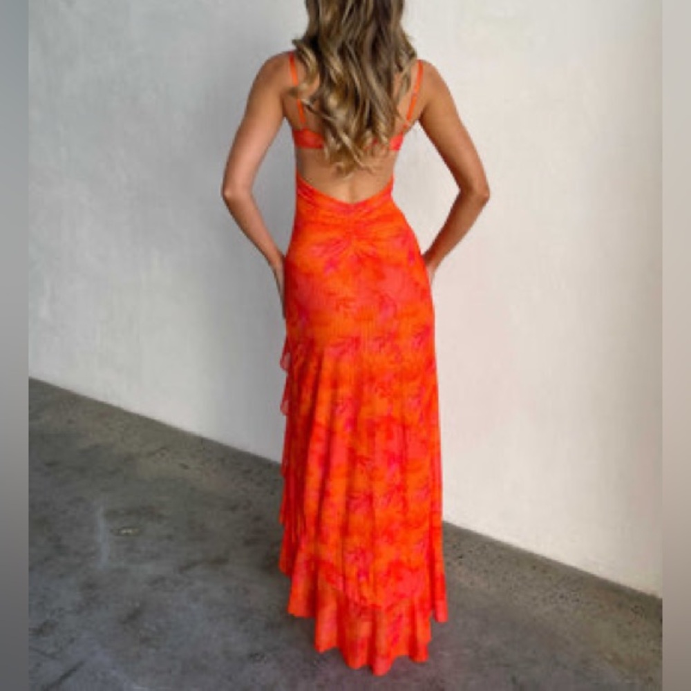 Elegant Orange Women's Dress - Picture 2 of 9